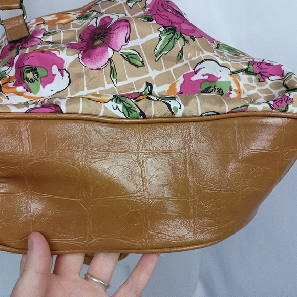 2/$30 NWT GEORGE Spring Ready Floral Tan and Pink HandBag - Picture 8 of 11
